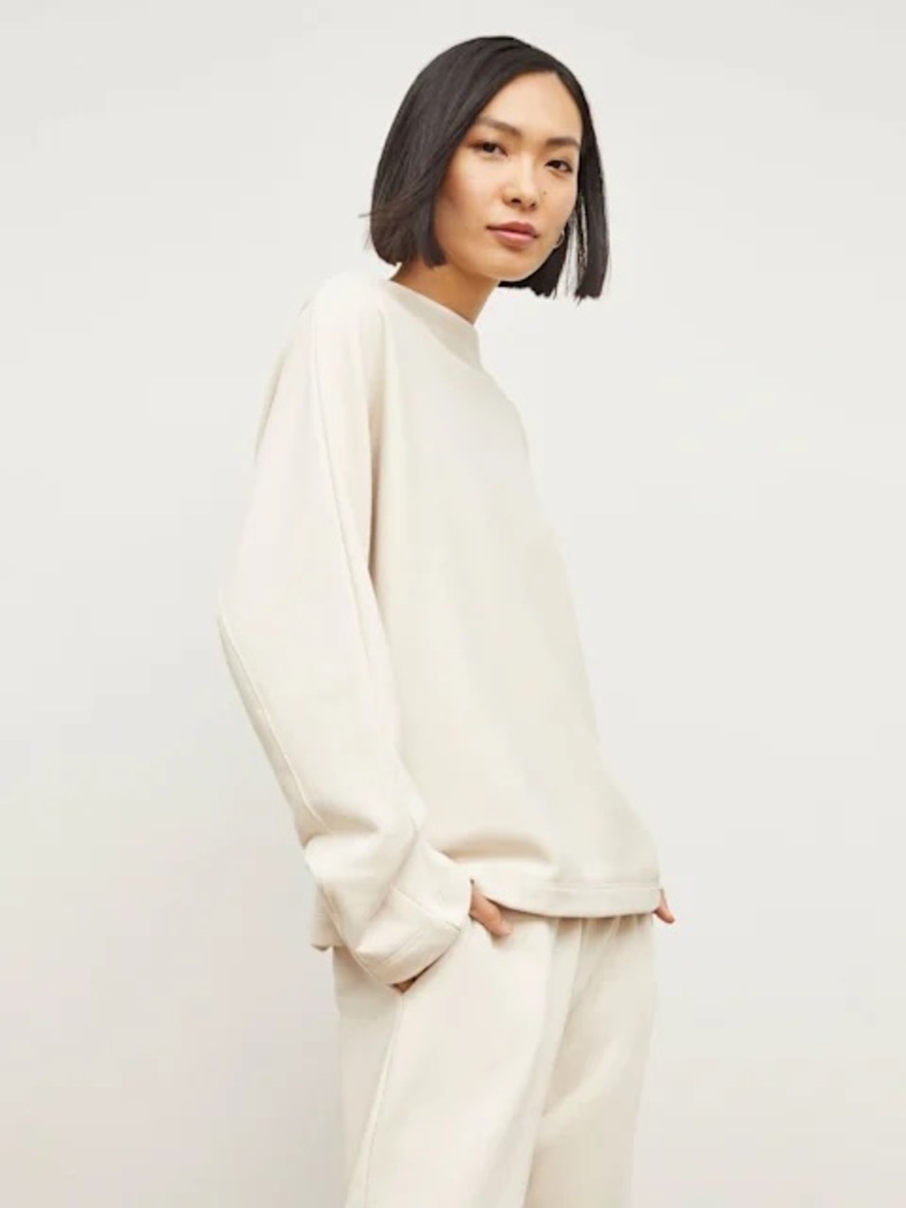 M.M.LAFLEUR The Kristin Pullover - French Terry in Pearl NWOT